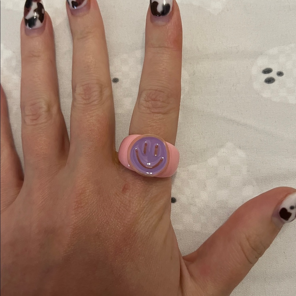 Pink and Purple Smiley Face Ring